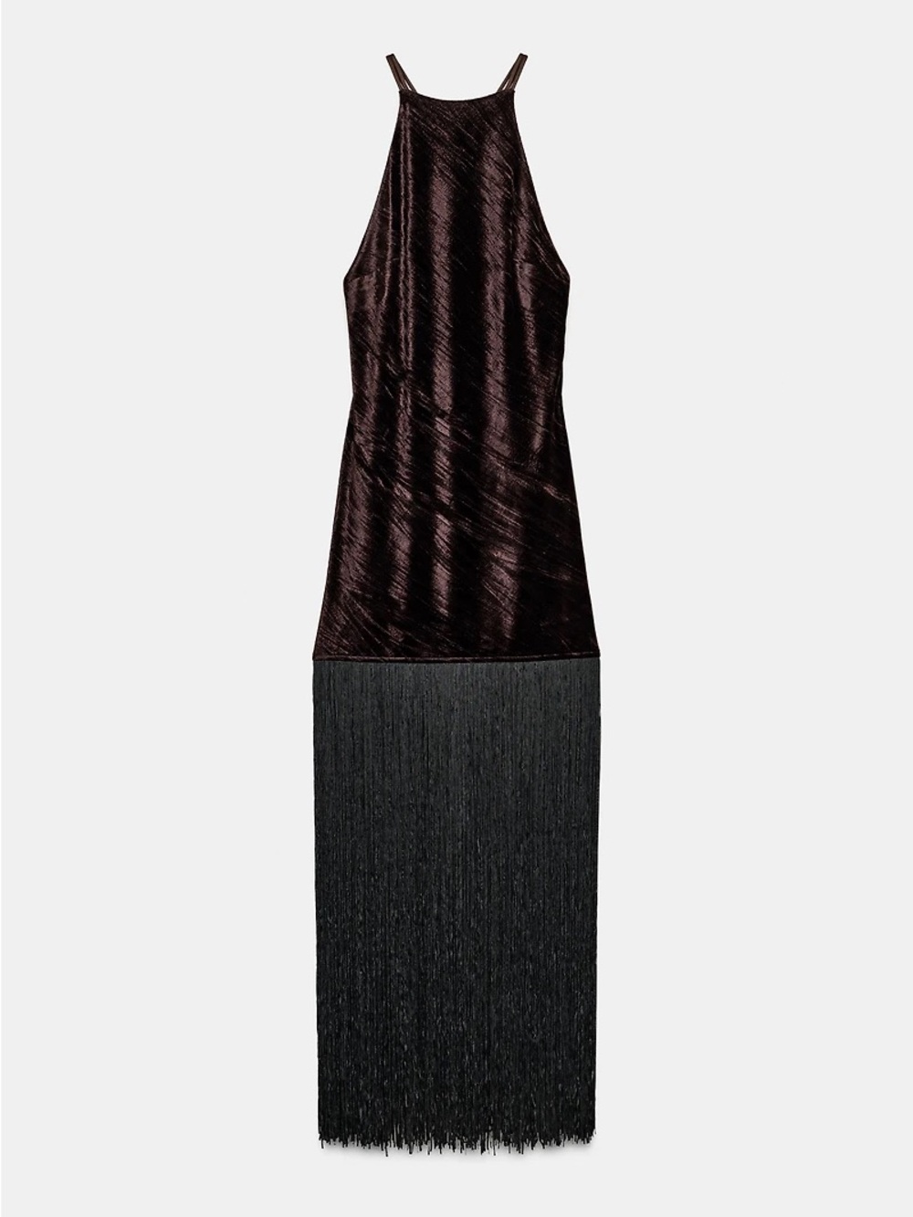 NWT Zara Woman Bloggers Fav VELVET FRINGE MIDI DRESS Size M Medium - Picture 10 of 16